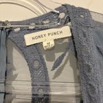 Honey Punch Mila Lace Maxi Romper Dress Dusty Blue size medium Photo 3