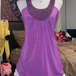 Iz Byer 2000s vintage style whimsical purple beaded sparkly neckline blouse Photo 0