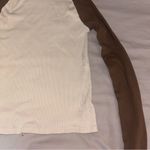 Brandy Melville John Galt Cream & Brown Belle Colorblock Long Sleeve Top, Ribbed Full-Length Photo 11