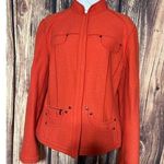 Per Se Women Wool Jacket Orange Size 14 100% Wool M L Preppy Retail $695 Career Photo 0