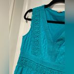 Reba NWT  Size S Turquoise Swiss Dot Lace Sleeveless Midi Dress Asymmetrical Hem Photo 4