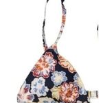 Tanya Taylor NWT  Tia Bikini Top Floral Dahlia Beaded Straps Swim L Blue Red Photo 2