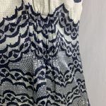 CAbi Silk Chantilly Lace Black White Silver Blouse Top Size Small Photo 3