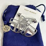 Tory Burch  Silver Chevron Hoop Statement Earrings Photo 1