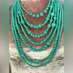 Source Unknown Turquoise 7 Layer Beaded Women's Necklace (309) Photo 2