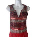 Lucky Brand  Women's‎ Size Small Red Paisley Bohemian Peasant Mini Dress Photo 1