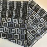 Vintage 90s Blue Green Mod Square Print Semi Sheer Long Wrap Scarf Photo 0