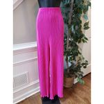 Hot Pink Pleated Lounge Set Button Top Wide Leg Pants 2 Photo 5