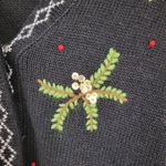 Reference Point Vintage Winter Cardigan Womens M Black Red Cardinal Holly Holiday Embroidery Photo 8