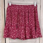 Forever 21 Pleated Mini Skirt Berry/White Floral-Small Photo 0