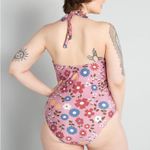 Modcloth  Reese Pink and Blue Floral One-Piece Swimsuit NWT Photo 1