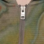 TNA Small Tie Dye Hoodie Thermal Waffle Knit Ice Dye Geo Stretch Stretchy Hippie Green Photo 6