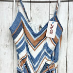 Monteau Jumpsuit Women Size XS Chevron V-Neck Spaghetti Strap Wide Leg Belted Photo 0