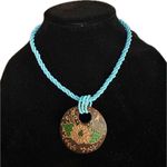 Lucky Brand  Handcrafted Blue Beaded Necklace with Floral Pendant lightweight 18” Photo 0