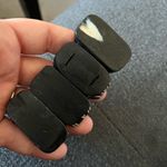 Vintage 70s Black & White Geometric Wood Stretch Bracelet | Boho Statement Photo 4