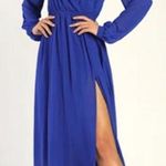 Lulus Water Lilies Royal Blue Maxi Dress XL Long Sleeve Photo 0
