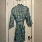 Vintage Cabernet Robe w/ Pockets, Teal w/ Brown Floral Design, Size Large Green Photo 1