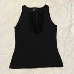 BCBGMAXAZRIA  size medium black sleeveless top ruffles around a V neck GUC Photo 1