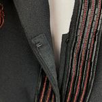 Vintage Emily Black Red Floral Embroidered Beaded Evening Jacket Size 12 Photo 6