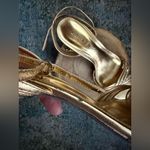 NOS 2011 Lauren Ralph Lauren gold leather ankle strap kitten heels, size 7.5B Photo 8