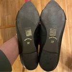 barney's new york Barney’s New York Black Leather Pointy Toe Flats With Pearls Photo 5