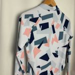 Women’s Geometric Long Sleeve Swimsuit one piece padding front zipper NWOT L White Size L Photo 4