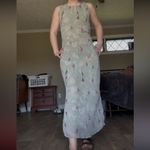 Floral Green Sleeveless Dress Size L Photo 3