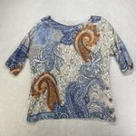 Chico's Paisley Top Womens Size 0 Short Sleeve Pullover Shirt Round Neck Photo 0