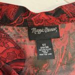 Maggie Barnes Red Black Paisley Glitter Sheer 3/4 Sleeve Button Blouse Size 5X Photo 10