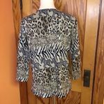 Vintage Safari Knit Top | Zebra Leopard Animal Print Long Sleeve Tan Size M Photo 8