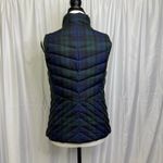 Talbots Petites Down Puffer Vest Plaid Green Blue Blackwatch Check Size P Photo 2