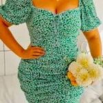 SheIn  2XL Plus Size Ruched Green & White Floral Dress Photo 0