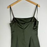 ZARA NWT Green Satin Effect Midi Wrap Dress Sz Large Beaded Straps Photo 11