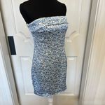 Altar'd State Altar’d State Floral Blue Strapless Dress Notch Slit Mini NWOT Photo 6
