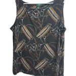Lauren Ralph Lauren Equestrian Buckle Silk Wool Jersey Sleeveless Top 3X Brown Photo 0