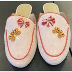 Talbots  Womens 9.5 Orange Ryan Butterfly Embroidered Beaded Dragonfly Mules‎ Photo 0