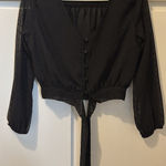 Sim & Sam  Black V-Neck Tie Top Photo 0