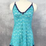 Caprice Lace Babydoll Chemise Slip Dress Size M Fairy Coquette Romantic Dainty Blue Size M Photo 0