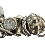 Boutique Vintage 90s Silver Tone And Glass Stone Chunky Stretch Bracelet Photo 1