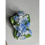 Vintage made in England Blue & White Floral Porcelain Brooch With Gold Photo 5