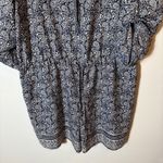 Loft  Romper Blue White Paisley Print Drawstring Waist Size 16 Career Casual‎ Photo 2