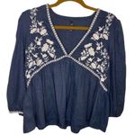 ZARA trafaluc denim/blue blouse with floral embroidery Photo 0