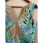 Lilly Pulitzer  Janice Blue Green Gold Sheath Shift Dress 2 Flaw Minor Photo 3
