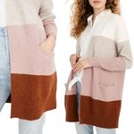 Madewell  Ryder Striped Open Cardigan Wool Alpaca Cream Rose Stripes Size Small Photo 1