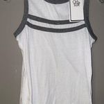 Chaser  Women's White and Gray Stripe Tank Top XS NEW #714 Photo 0