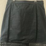 J.Crew  Black Linen Pencil Shirt with Crochet Detailing, Size 2P Photo 3