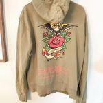 Ed Hardy  Size Large Vintage Y2K Green Eagle Rose Full Zip Hooded Sweatshirt Photo 4