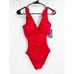 Lauren Ralph Lauren Red Underwire Ruffle Surplice V Photo 1