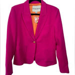 Boston Proper  Cotton Pink Blazer Gold Buttons Long Sleeve‎ Preppy Size 8 NWOT Photo 0