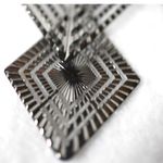 Black Metal Art Deco 6.5" Triple Layer Diamond Shape Hook Statement Earrings Photo 3